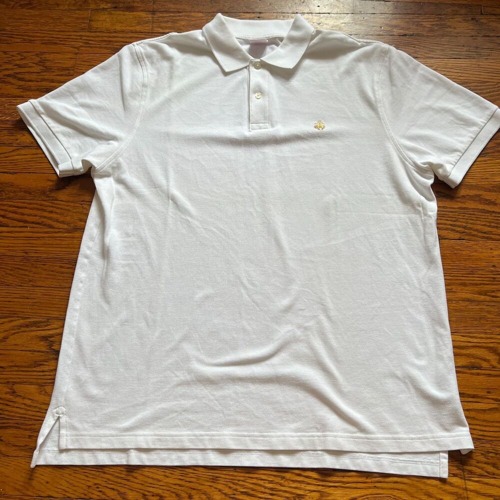 Brooks Brothers 1818 Performance Polo Shirt Mens XL White Original Fit Gold Logo